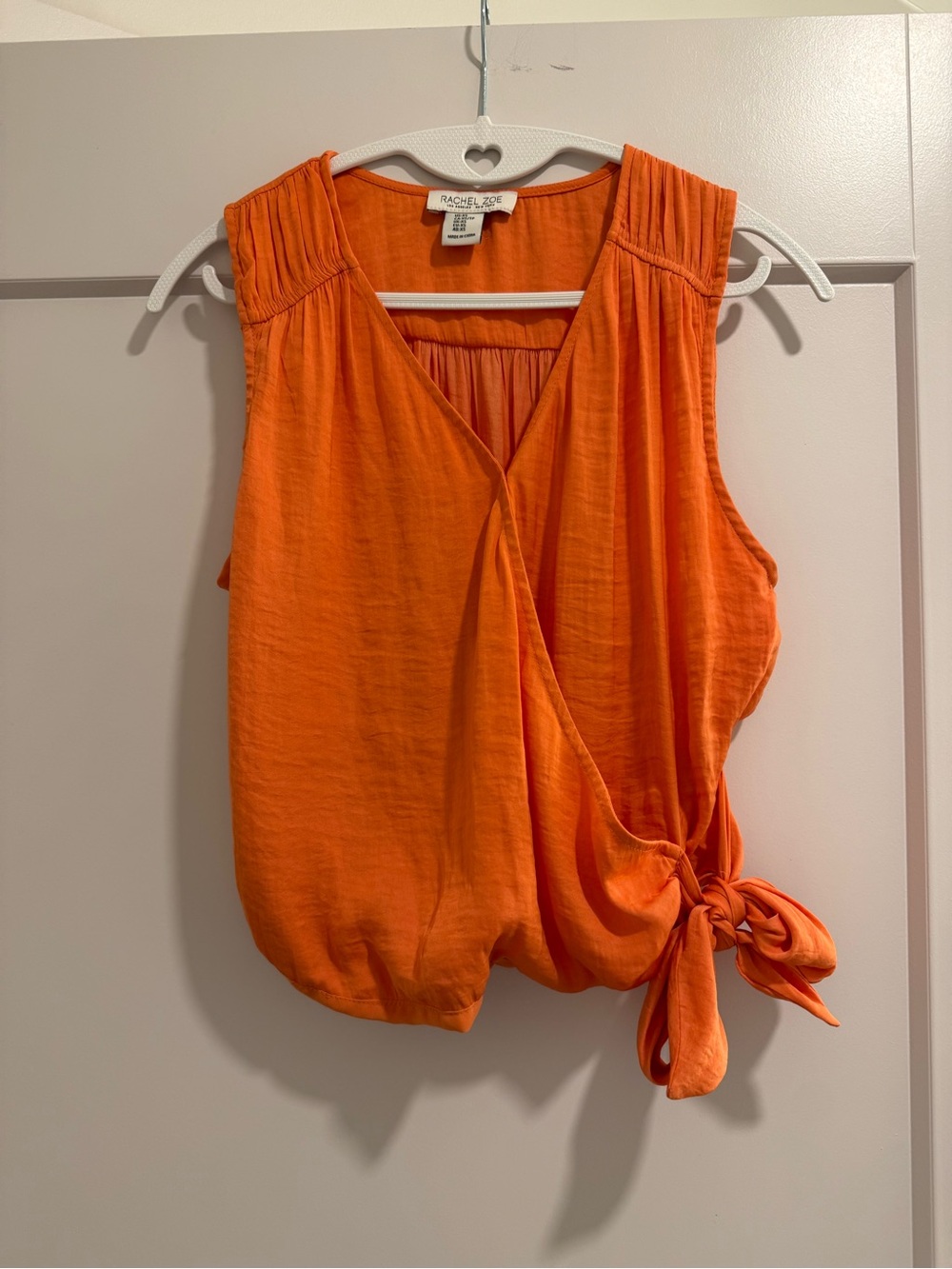 Rachel Zoe Bright Orange Sleeveless Wrap Tie-Front Camisole